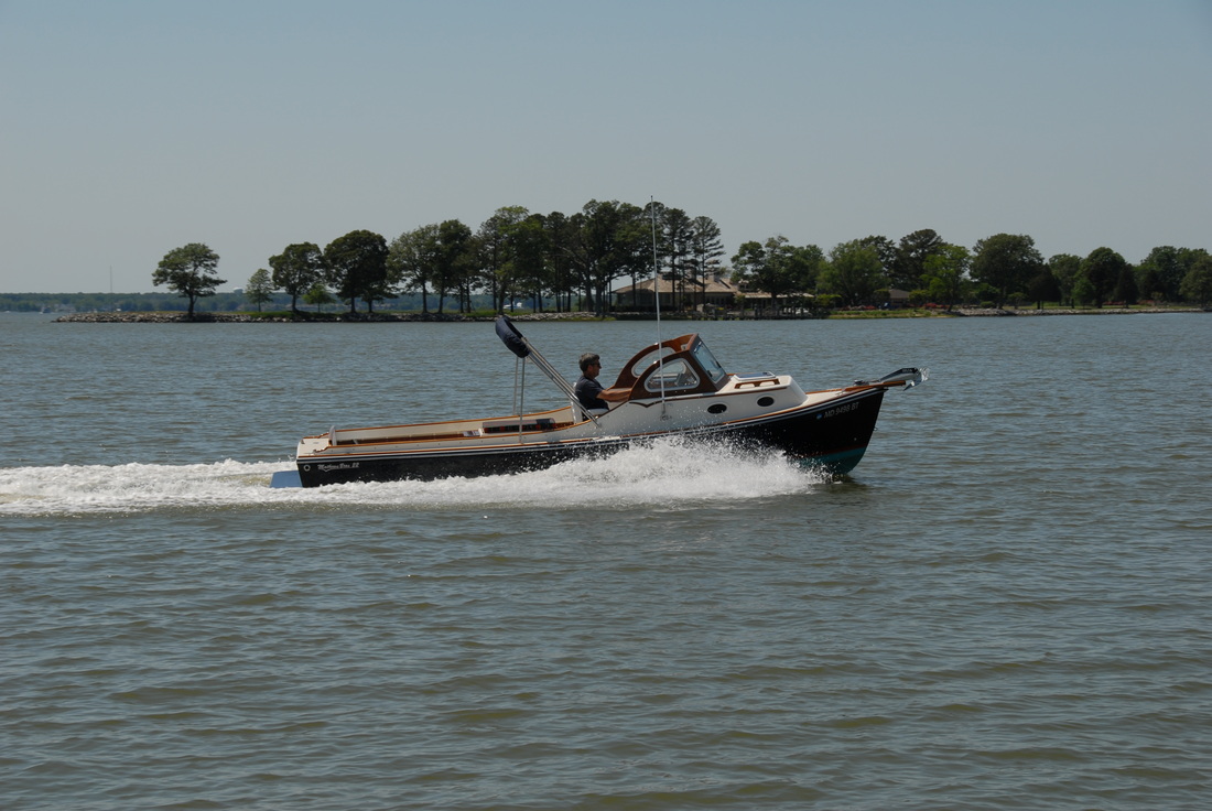 A person on a custom-built boat