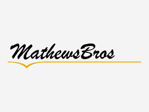 Mathew Bros Black Lettering on White Background